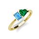 3 - Esther Emerald Shape Blue Topaz & Heart Shape Lab Created Emerald 2 Stone Duo Ring 