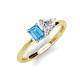3 - Esther Emerald Shape Blue Topaz & Heart Shape Forever Brilliant Moissanite 2 Stone Duo Ring 