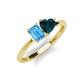 3 - Esther Emerald Shape Blue Topaz & Heart Shape London Blue Topaz 2 Stone Duo Ring 