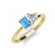 3 - Esther Emerald Shape Blue Topaz & Heart Shape Forever One Moissanite 2 Stone Duo Ring 