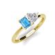 3 - Esther Emerald Shape Blue Topaz & Heart Shape White Sapphire 2 Stone Duo Ring 