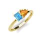 3 - Esther Emerald Shape Blue Topaz & Heart Shape Citrine 2 Stone Duo Ring 