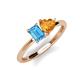 3 - Esther Emerald Shape Blue Topaz & Heart Shape Citrine 2 Stone Duo Ring 