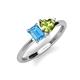 3 - Esther Emerald Shape Blue Topaz & Heart Shape Peridot 2 Stone Duo Ring 