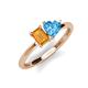 3 - Esther Emerald Shape Citrine & Heart Shape Blue Topaz 2 Stone Duo Ring 