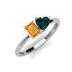 3 - Esther Emerald Shape Citrine & Heart Shape London Blue Topaz 2 Stone Duo Ring 