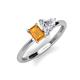 3 - Esther IGI Certified Heart Shape Lab Grown Diamond & Emerald Shape Citrine 2 Stone Duo Ring 