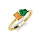 3 - Esther Emerald Shape Citrine & Heart Shape Lab Created Emerald 2 Stone Duo Ring 