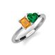 3 - Esther Emerald Shape Citrine & Heart Shape Lab Created Emerald 2 Stone Duo Ring 