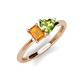 3 - Esther Emerald Shape Citrine & Heart Shape Peridot 2 Stone Duo Ring 