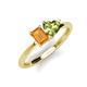 3 - Esther Emerald Shape Citrine & Heart Shape Peridot 2 Stone Duo Ring 