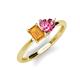 3 - Esther Emerald Shape Citrine & Heart Shape Pink Tourmaline 2 Stone Duo Ring 