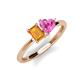 3 - Esther Emerald Shape Citrine & Heart Shape Pink Sapphire 2 Stone Duo Ring 
