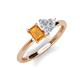 3 - Esther Emerald Shape Citrine & Heart Shape White Sapphire 2 Stone Duo Ring 