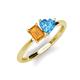 3 - Esther Emerald Shape Citrine & Heart Shape Blue Topaz 2 Stone Duo Ring 