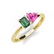 3 - Esther Emerald Shape Lab Created Alexandrite & Heart Shape Pink Sapphire 2 Stone Duo Ring 