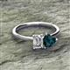 2 - Esther GIA Certified Emerald Shape Diamond & Heart Shape London Blue Topaz 2 Stone Duo Ring 