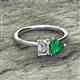 2 - Esther GIA Certified Emerald Shape Diamond & Heart Shape Lab Created Emerald 2 Stone Duo Ring 