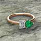 2 - Esther GIA Certified Emerald Shape Diamond & Heart Shape Lab Created Emerald 2 Stone Duo Ring 