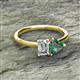 2 - Esther GIA Certified Emerald Shape Diamond & Heart Shape Lab Created Alexandrite 2 Stone Duo Ring 