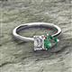 2 - Esther GIA Certified Emerald Shape Diamond & Heart Shape Lab Created Alexandrite 2 Stone Duo Ring 
