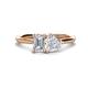 1 - Esther GIA Certified Emerald Shape Diamond & Heart Shape Lab Created White Sapphire 2 Stone Duo Ring 