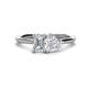 1 - Esther GIA Certified Emerald Shape Diamond & Heart Shape Lab Created White Sapphire 2 Stone Duo Ring 