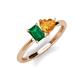 3 - Esther Emerald Shape Lab Created Emerald & Heart Shape Citrine 2 Stone Duo Ring 