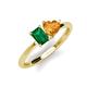 3 - Esther Emerald Shape Lab Created Emerald & Heart Shape Citrine 2 Stone Duo Ring 