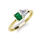 3 - Esther IGI Certified Heart Shape Lab Grown Diamond & Emerald Shape Lab Created Emerald 2 Stone Duo Ring 