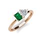 3 - Esther Emerald Shape Lab Created Emerald & Heart Shape Lab Created White Sapphire 2 Stone Duo Ring 