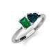 3 - Esther Emerald Shape Lab Created Emerald & Heart Shape London Blue Topaz 2 Stone Duo Ring 