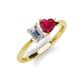 3 - Esther IGI Certified Emerald Shape Lab Grown Diamond & Heart Shape Lab Created Ruby 2 Stone Duo Ring 