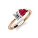 3 - Esther IGI Certified Emerald Shape Lab Grown Diamond & Heart Shape Lab Created Ruby 2 Stone Duo Ring 