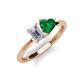 3 - Esther IGI Certified Emerald Shape Lab Grown Diamond & Heart Shape Lab Created Emerald 2 Stone Duo Ring 