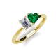 3 - Esther IGI Certified Emerald Shape Lab Grown Diamond & Heart Shape Lab Created Emerald 2 Stone Duo Ring 