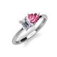 3 - Esther IGI Certified Emerald Shape Lab Grown Diamond & Heart Shape Pink Tourmaline 2 Stone Duo Ring 