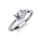 3 - Esther IGI Certified Emerald Shape Lab Grown Diamond & Heart Shape White Sapphire 2 Stone Duo Ring 