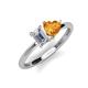 3 - Esther IGI Certified Emerald Shape Lab Grown Diamond & Heart Shape Citrine 2 Stone Duo Ring 