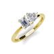 3 - Esther IGI Certified Emerald Shape Lab Grown Diamond & Heart Shape Lab Created White Sapphire 2 Stone Duo Ring 