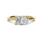 1 - Esther IGI Certified Emerald Shape Lab Grown Diamond & Heart Shape Lab Created White Sapphire 2 Stone Duo Ring 