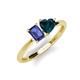 3 - Esther Emerald Shape Iolite & Heart Shape London Blue Topaz 2 Stone Duo Ring 