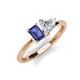 3 - Esther Emerald Shape Iolite & Heart Shape Forever Brilliant Moissanite 2 Stone Duo Ring 