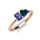 3 - Esther Emerald Shape Iolite & Heart Shape London Blue Topaz 2 Stone Duo Ring 