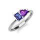 3 - Esther Emerald Shape Iolite & Heart Shape Amethyst 2 Stone Duo Ring 