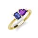 3 - Esther Emerald Shape Iolite & Heart Shape Amethyst 2 Stone Duo Ring 