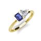 3 - Esther GIA Certified Heart Shape Diamond & Emerald Shape Iolite 2 Stone Duo Ring 