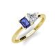 3 - Esther IGI Certified Heart Shape Lab Grown Diamond & Emerald Shape Iolite 2 Stone Duo Ring 