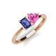 3 - Esther Emerald Shape Iolite & Heart Shape Lab Created Pink Sapphire 2 Stone Duo Ring 