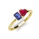 3 - Esther Emerald Shape Iolite & Heart Shape Lab Created Ruby 2 Stone Duo Ring 